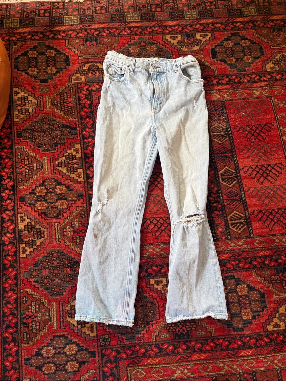 Abercrombie & Fitch Light Blue High-Rise Distressed Jeans